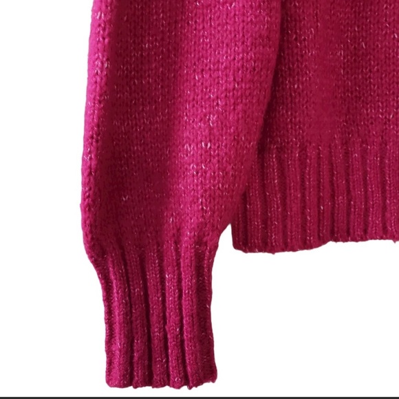 NWT Z Supply Annie Puff Sleeve Crew Neck Sweater Womens size L in Jewel Pink - Picture 7 of 12